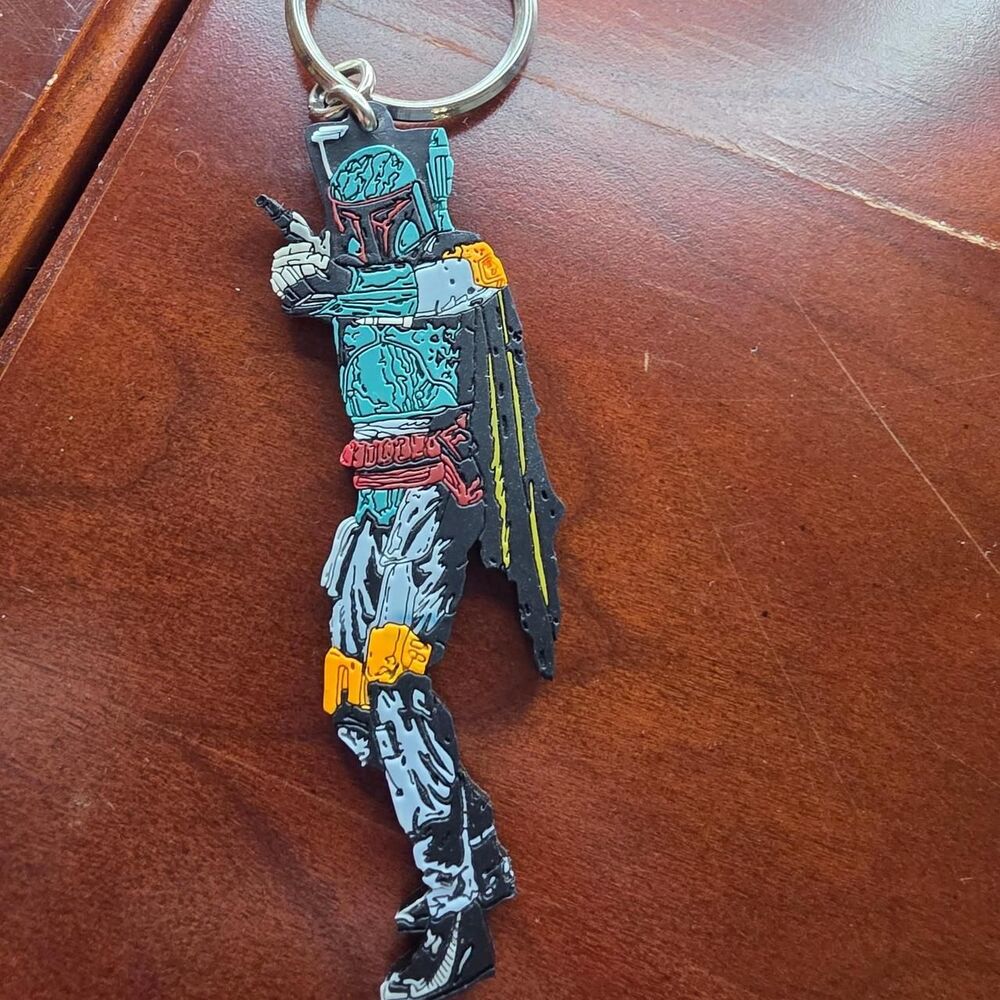 Vintage 1997 Star Wars Mandalorian Boba fett rubber keychain